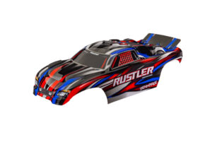 traxxas body rustler (also fits rustler® vxl), red (painted, decals applied) (assembled with front & rear body mounts for clipless mounting) trx3721 red