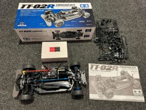 tamiya 1/10 rc tt 02r chassis kit + hobbywing motor en regelaar helemaal nieuw!