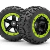 blackzon slyder mt wheels/tires assembled (black/green)