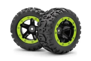 blackzon slyder mt wheels/tires assembled (black/green)