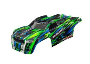 traxxas body, sledge, green (painted, decals applied) (assembled with front & rear body mounts and rear body support for clipless mounting) trx9511 grn