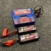 2x traxxas power cell lipo 6400mah 11.1v 3s 25c trx2857x + traxxas ez peak dual lader (gebruikt maar in orde)!