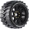 louise rc mft mt cyclone speed 1 8 monster truck tire set mounted soft black wheels removable 1 8 mt hex 17mm 0" & 1/2" offset l t3356sb