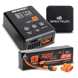 spektrum smart powerstage surface bundle: 1400mah 2s 30c lipo battery (ic2) / 100w s100 charger / 65w power supply / adapter