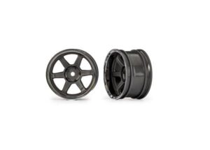 traxxas wheels 1.9" six spoke (graphite gray) (wide rear) (2x) trx10572