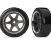 traxxas tires & wheels assembled (six spoke graphite gray wheels 1.9" drift tires front trx10574