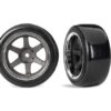 traxxas tires & wheels assembled (six spoke graphite gray wheels 1.9" drift tires wide, rear) trx10575