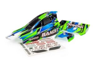 traxxas body bandit (also fits bandit vxl), green/ wing (painted, decals applied) trx2430 grn