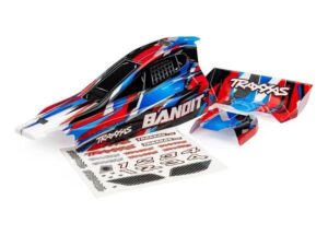 traxxas body bandit (also fits bandit vxl), green/ wing (painted, decals applied) trx2430 red