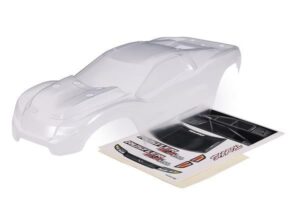 traxxas body rustler 4x4 (clear, requires painting)/ window grille lights decal sheet trx6740