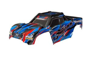 traxxas body x maxx blue (painted, decals applied) (with body mounts, rear body support, and tailgate protector) trx7867 blue