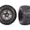 traxxas tires and wheels assembled for belted sledgehammer a0ll terrain dual profile (2.9' outer, 3.8' inner) trx8979a