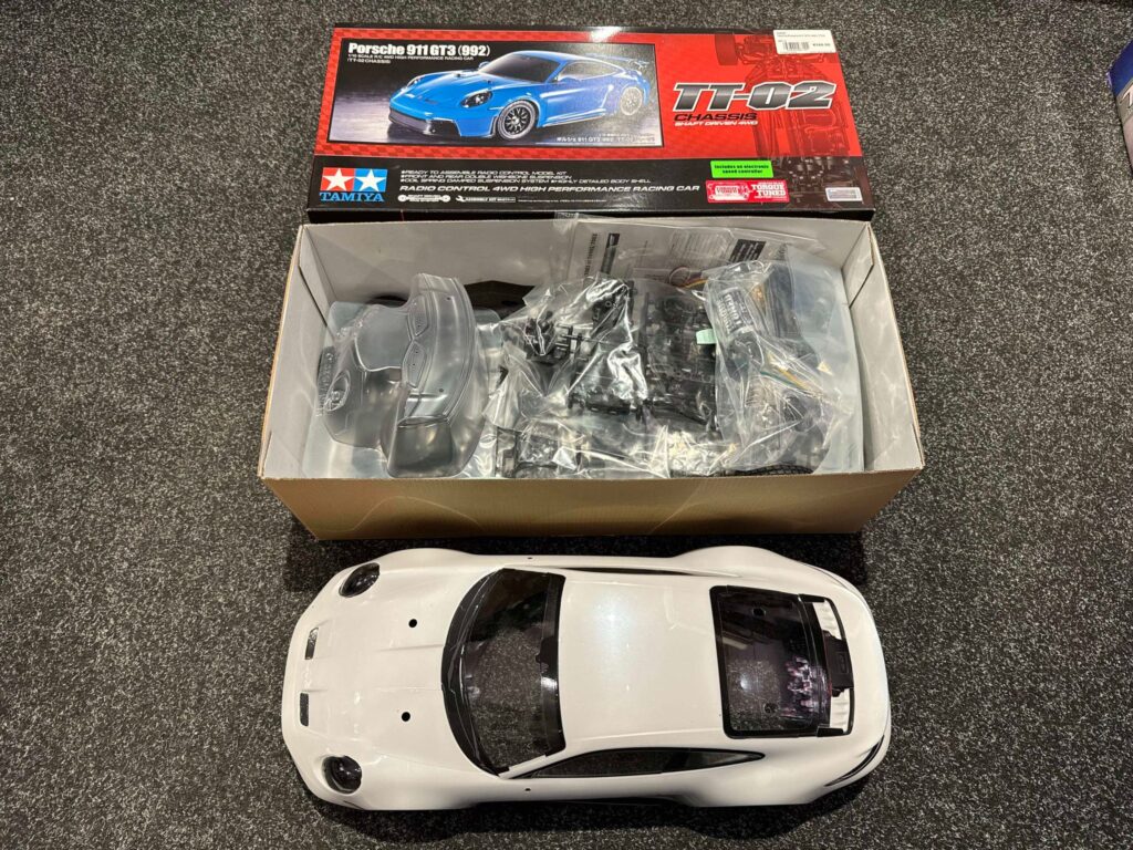 tamiya tt 02 porsche 911 gt3 helemaal nieuw enkel body gespoten!