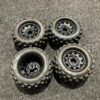 4x proline badlands 2.8" voor 1/10 monster truck met 12mm wielmeenemers (als nieuw)!