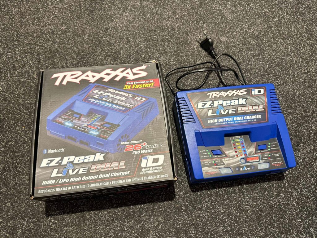 traxxas charger ez peak live duo charger 200w nimh & lipo with id auto bat trx2973g echt als nieuw!