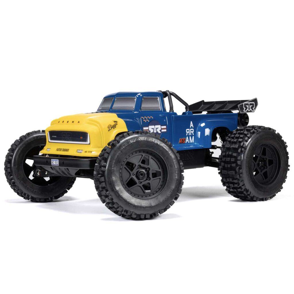 arrma 1/8 notorious 6s v6 4x4 blx brushless stunt truck rtr blauw (versie 2025)