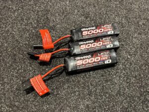 3x traxxas power cell lipo 5000mah 11.1v 3s 25c id trx2872x (gebruikt maar in orde)!