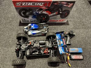 team corally syncro 4 1/8 brushless electro buggy rtr blauw echt als nieuw compleet met 2x 3s 5000/5200mah lipo batterijen!