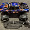 traxxas x maxx 8s brushless monster truck rtr + hobbywing max5 met 1100kv motor + proline badlands banden + dusty cover + wfo houder + riemaandrijving + dubbele coolingfan auto is echt als nieuw!