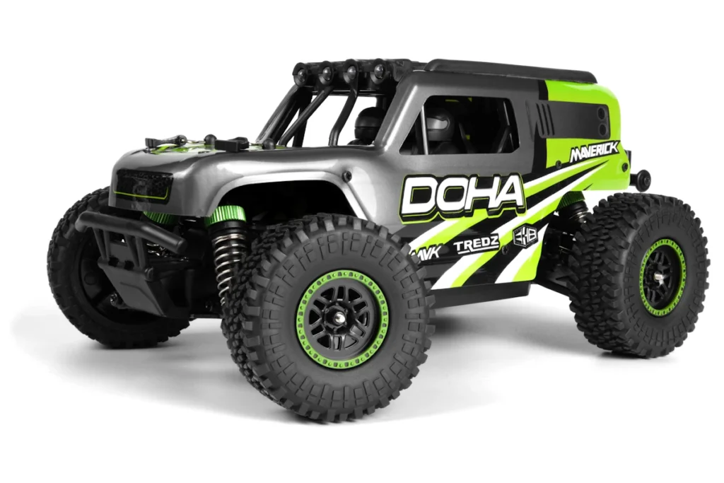 maverick doha 1/20 4wd electric monster truck met led verlichting – groen