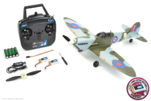 ez wings spitfire mk ii 450mm vliegtuig rtf geel met 2x batterij en usb lipo lader (nummer 1 om te beginnen)!