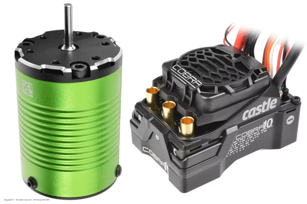 castle creations cobra 10 6s max, 25.2v max, 8a peak bec w/1410 3800kv sensored motor