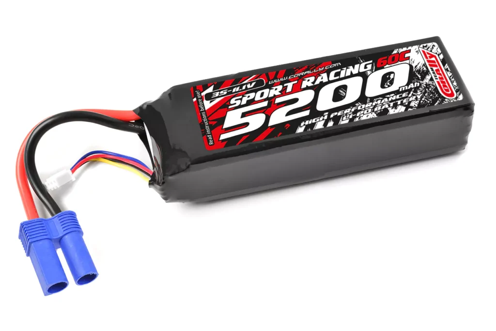 team corally power racing 60c 5200mah 3s 11,1v semi soft case met ec 5 stekker (ideaal voor arrma / proboat / losi / traxxas)