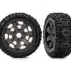 traxxas tires & wheels, assembled, glued (3.0" gray wheels, sledgehammer tires, foam inserts) (2) trx9073