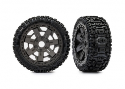 traxxas tires & wheels, assembled, glued (3.0" gray wheels, sledgehammer tires, foam inserts) (2) trx9073