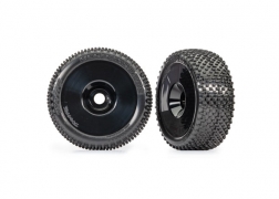 traxxas tires & wheels, assembled, glued (black dished 3.0" wheels, response pro 3.0" tires, foam inserts) (2) trx9074 blk