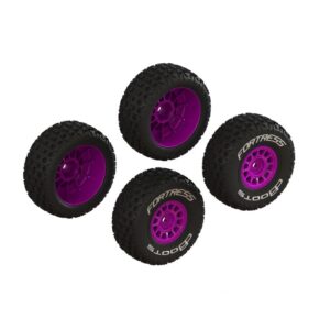 arrma dboots 'fortress' glued tire set, purple (2 pairs) ara1570