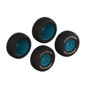 arrma dboots 'fortress' glued tire set, blue (2 pairs) ara1571