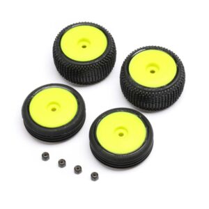 losi tires & wheels mounted, yellow: micro b los1762