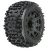 proline 1/8 badlands f/r 3.8" mt tires mounted 17mm black raid (2) pro117810