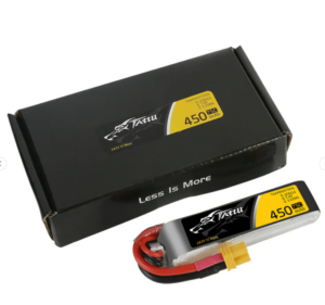 tattu 450mah 2s 75c 7.4v lipo battery pack with xt30 plug long size