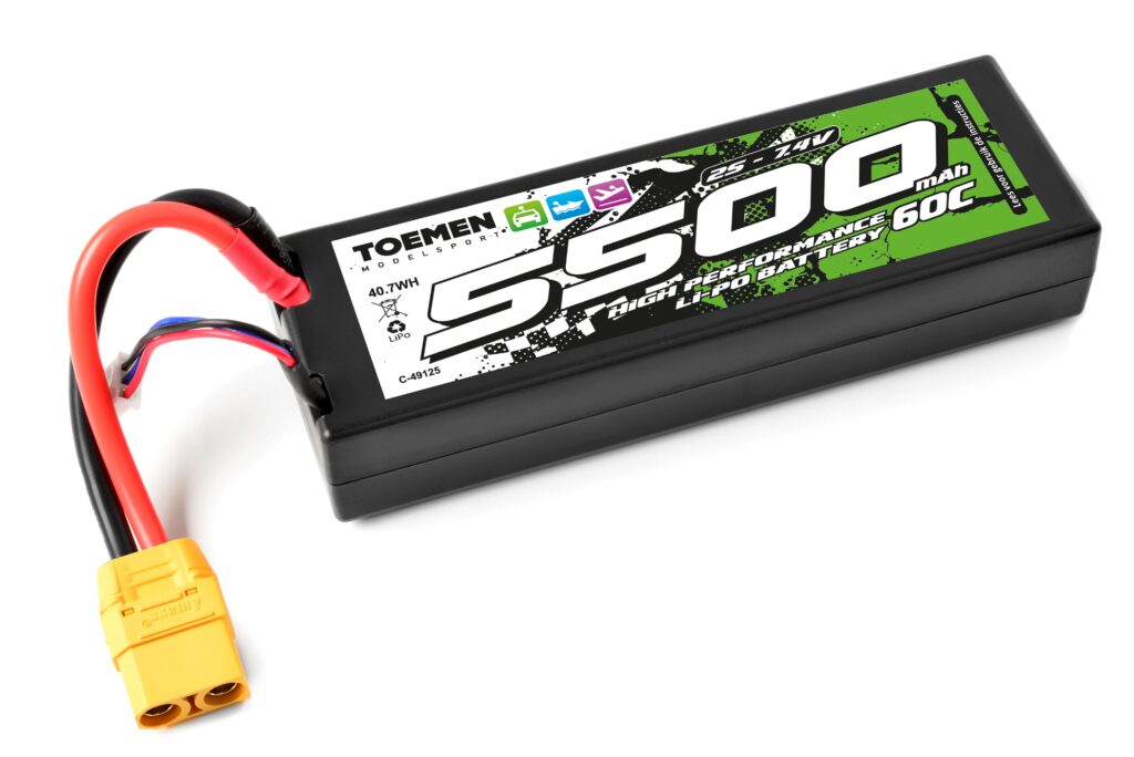 toemen modelsport power racing 50c 5500mah 2s 7,4v hardcase lipo batterij met xt90 stekker